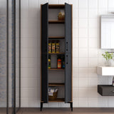 Wall cabinet Berlin Walnut Anthracite Melamine 60x200x35 cm