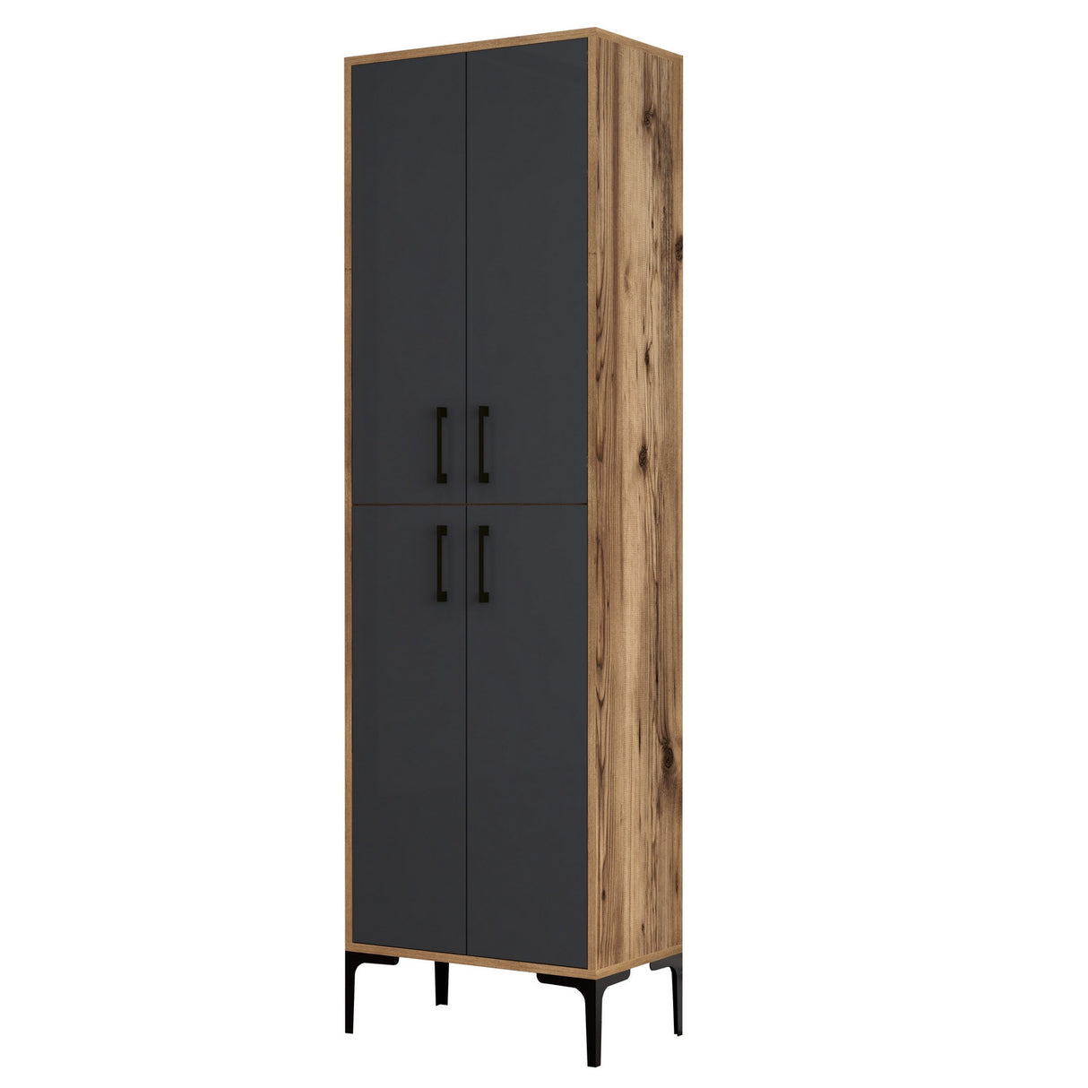 Wall cabinet Berlin Walnut Anthracite Melamine 60x200x35 cm