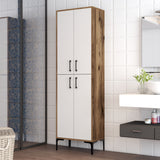 Wall cabinet Berlin Walnut White Melamine 60x200x35 cm