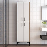 Wall cabinet Berlin Walnut White Melamine 60x200x35 cm