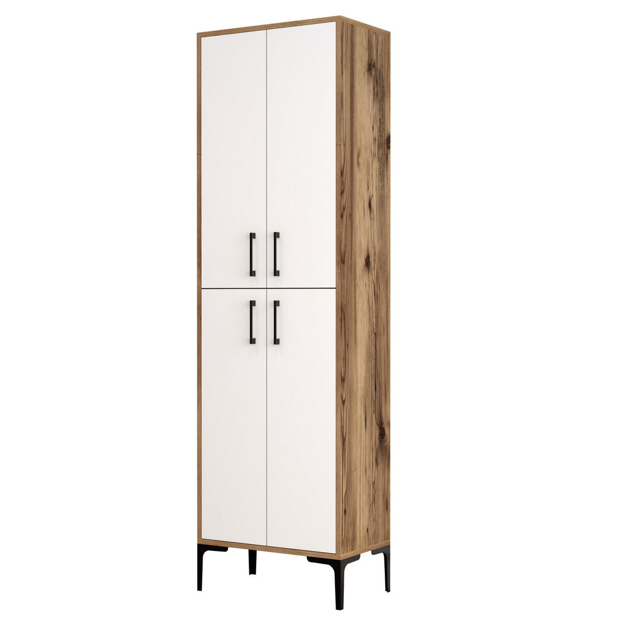 Wall cabinet Berlin Walnut White Melamine 60x200x35 cm