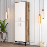 Shoe cabinet Berlin Walnut White Melamine 60x200x35 cm