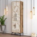 Shoe cabinet Berlin Walnut White Marmer Melamine 60x200x35 cm