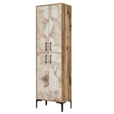 Shoe cabinet Berlin Walnut White Marmer Melamine 60x200x35 cm