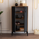 Shoe cabinet Prag Walnut Anthracite Melamine 60x111x35 cm