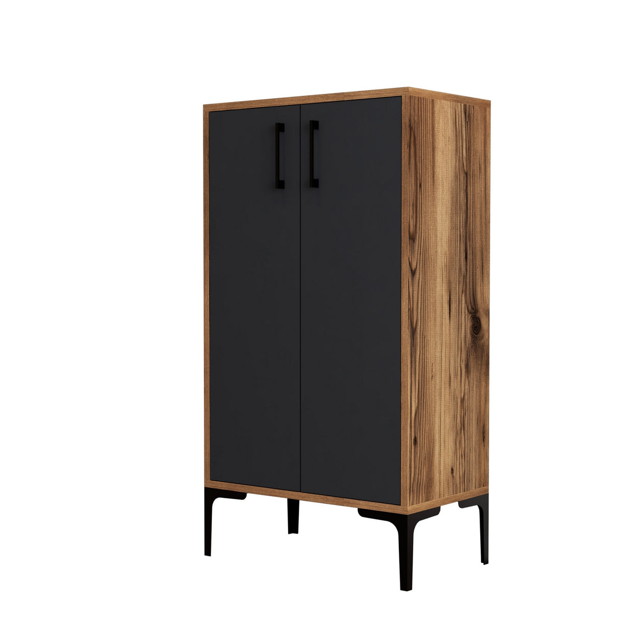 Shoe cabinet Prag Walnut Anthracite Melamine 60x111x35 cm