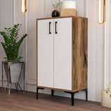 Shoe cabinet Prag Walnut White Melamine 60x111X35 cm