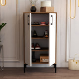 Shoe cabinet Prag Walnut White Melamine 60x111X35 cm