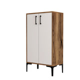 Shoe cabinet Prag Walnut White Melamine 60x111X35 cm