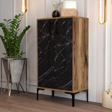 Shoe cabinet Prag Walnut Black Melamine 60x111X35 cm