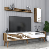 TV furniture set Valsiya walnut white melamine 180x35x45 cm