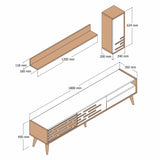 TV furniture set Valsiya walnut white melamine 180x35x45 cm