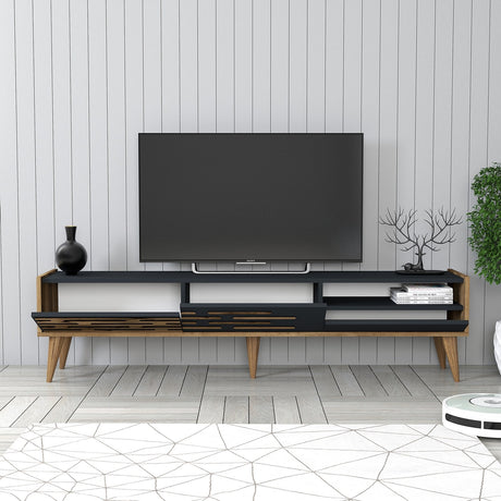 TV Furniture Valsiya Walnut Anthracite Melamine 180x35x45 cm