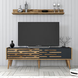 TV furniture set Valsiya Walnut Anthracite Melamine 140x35x45 cm