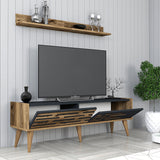 TV furniture set Valsiya Walnut Anthracite Melamine 140x35x45 cm