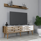 TV furniture set Valsiya walnut white melamine 140x35x45 cm