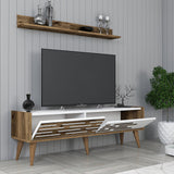 TV furniture set Valsiya walnut white melamine 140x35x45 cm