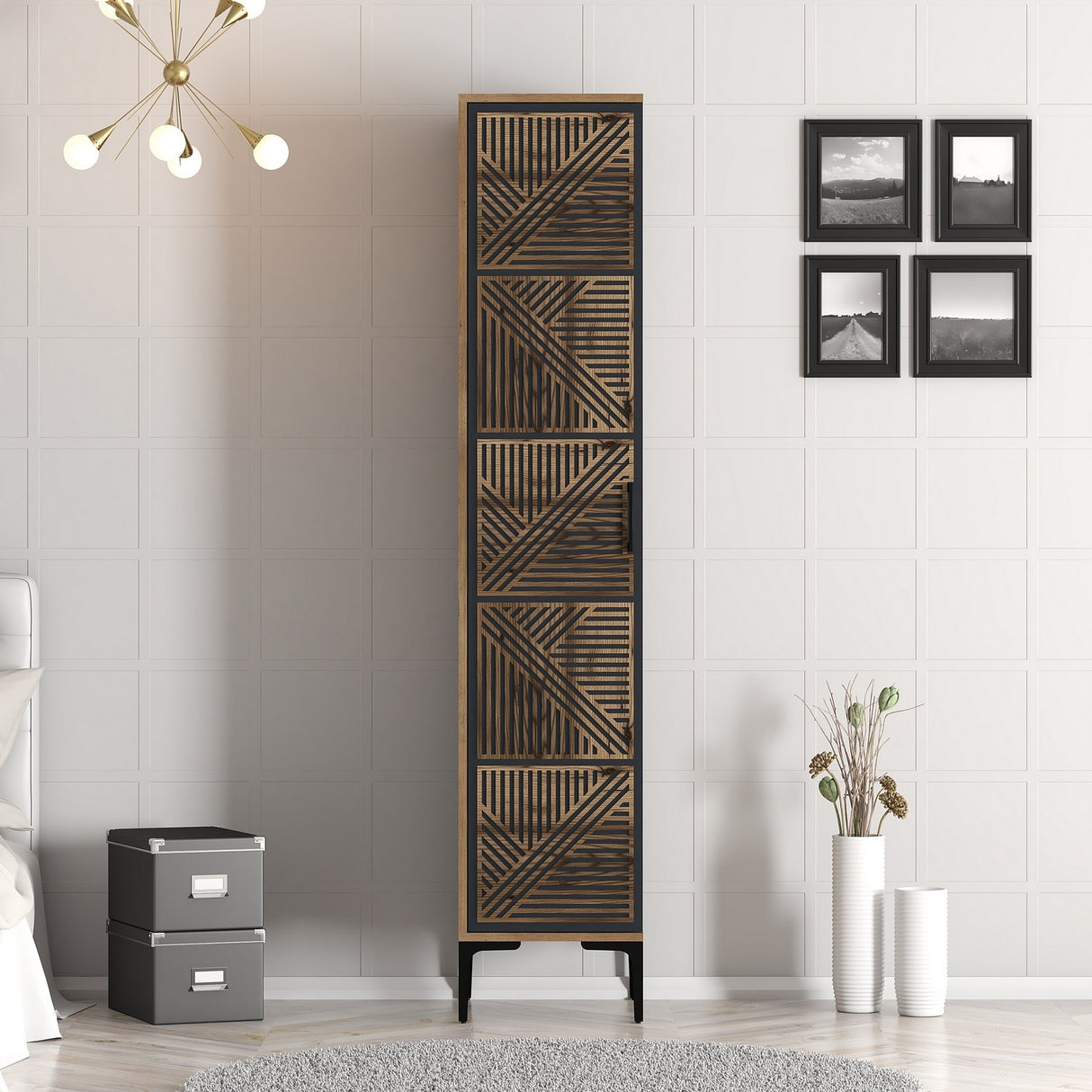 Wardrobe Kumual P Walnut Anthracite Melamine 40x47.5x201.4 cm