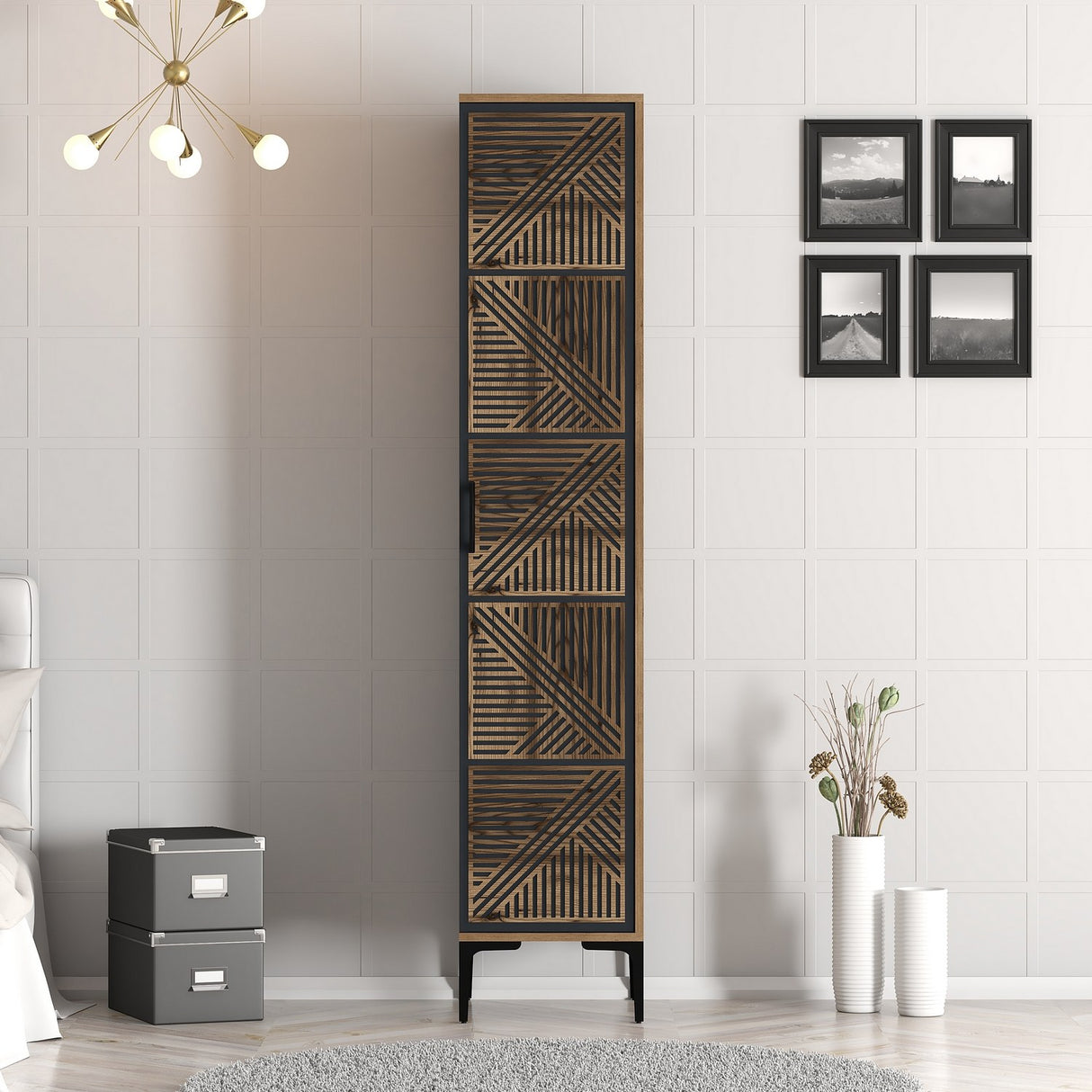 Wardrobe Kumual P Walnut Anthracite Melamine 40x47.5x201.4 cm