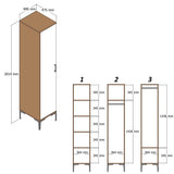 Wardrobe Kumual P Walnut Anthracite Melamine 40x47.5x201.4 cm