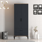 Wardrobe Kumsal T Walnut Anthracite Melamine 80x47.5x201.4 cm