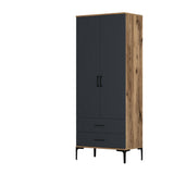 Wardrobe Kumsal T Walnut Anthracite Melamine 80x47.5x201.4 cm