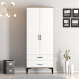 Wardrobe Kumsal T Walnut White Melamine 80x47.5x201.4 cm