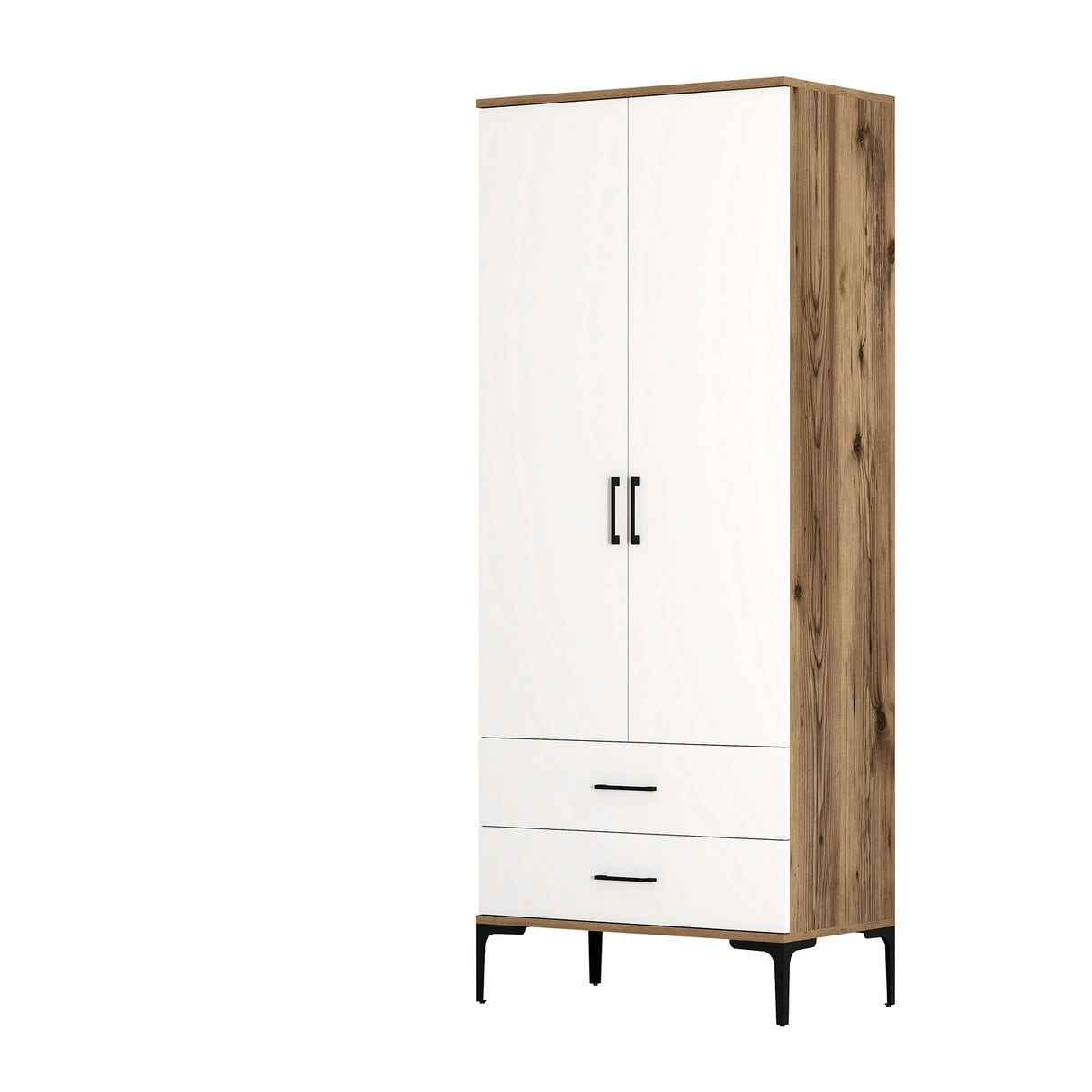 Wardrobe Kumsal T Walnut White Melamine 80x47.5x201.4 cm