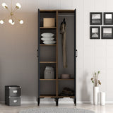 Wardrobe Kumsal PR Walnut Anthracite Melamine 80x47.5x201.4 cm