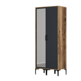 Wardrobe Kumsal RS Walnut Anthracite Melamine 80x47.5x201.4 cm