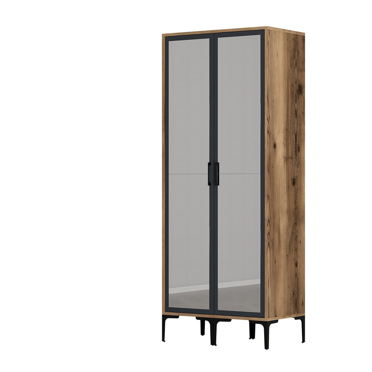 Wardrobe Kumsal RR Walnut Anthracite Melamine 80x47.5x201.4 cm