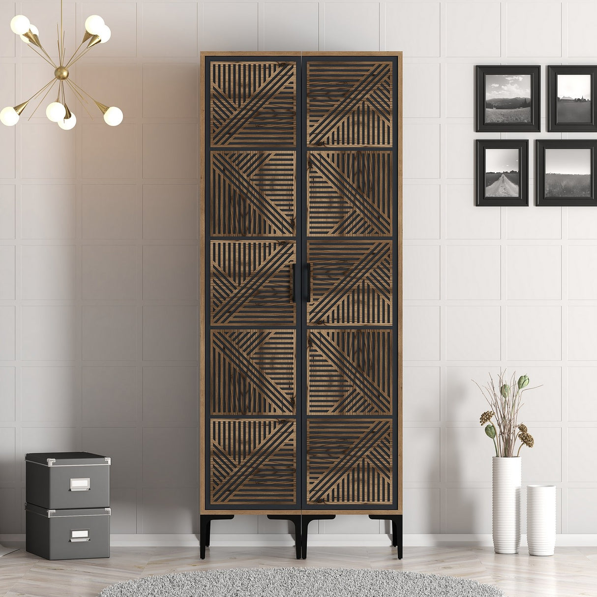 Wardrobe Kumsal PP Walnut Anthracite Melamine 80x47.5x201.4 cm