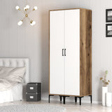 Wardrobe Kumsal SS Walnut White Melamine 80x47.5x201.4 cm