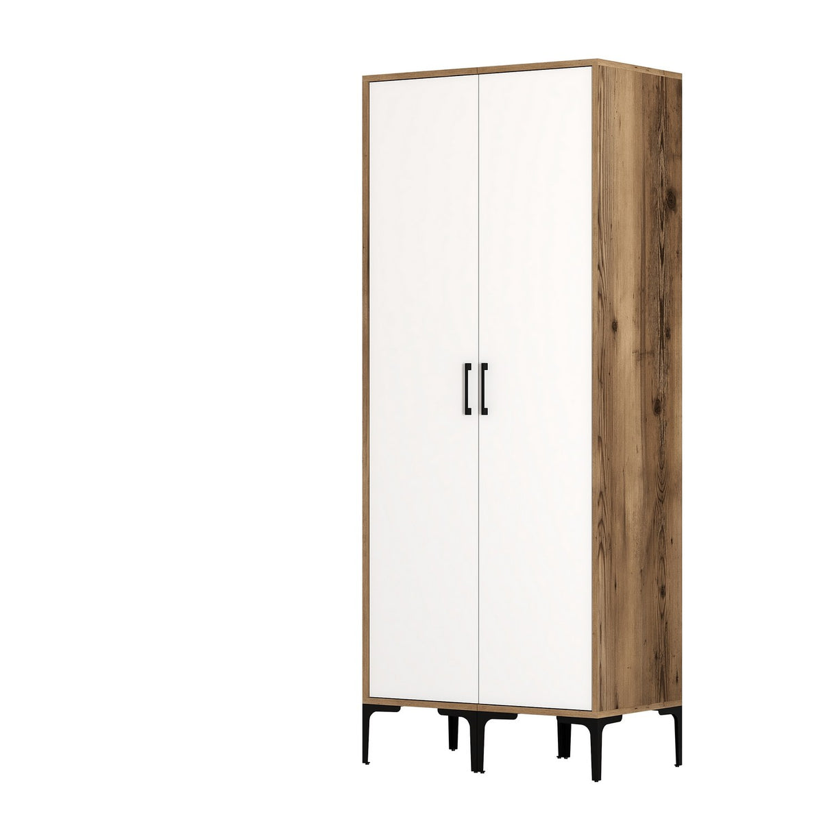 Wardrobe Kumsal SS Walnut White Melamine 80x47.5x201.4 cm