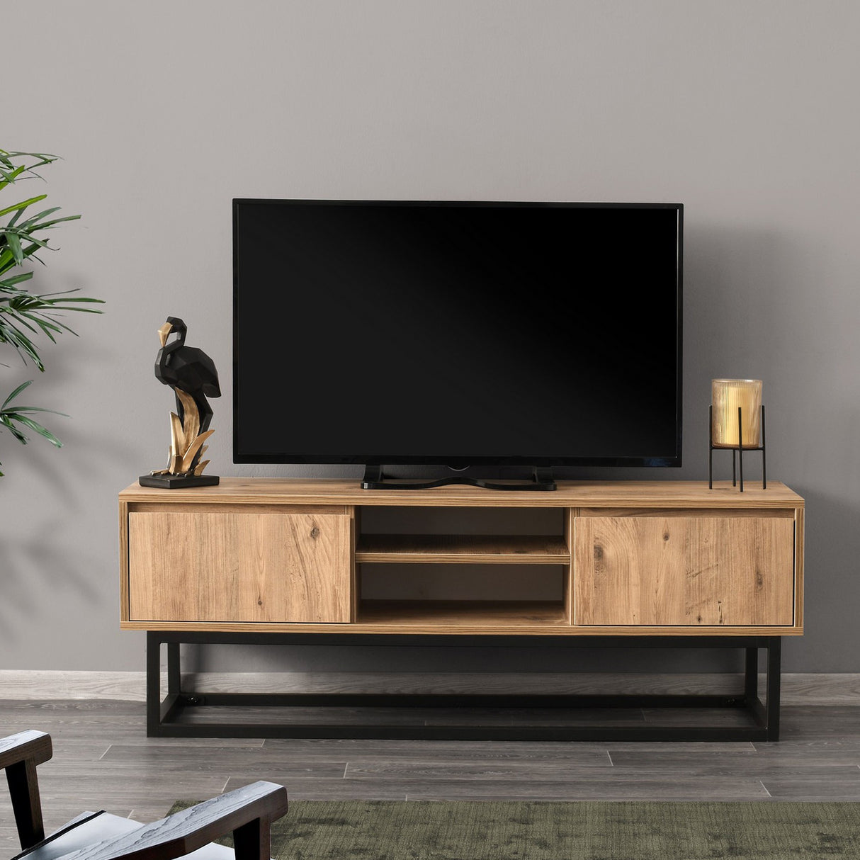 TV Furniture Belinda Black Denhout Melamine 140x50x40 cm