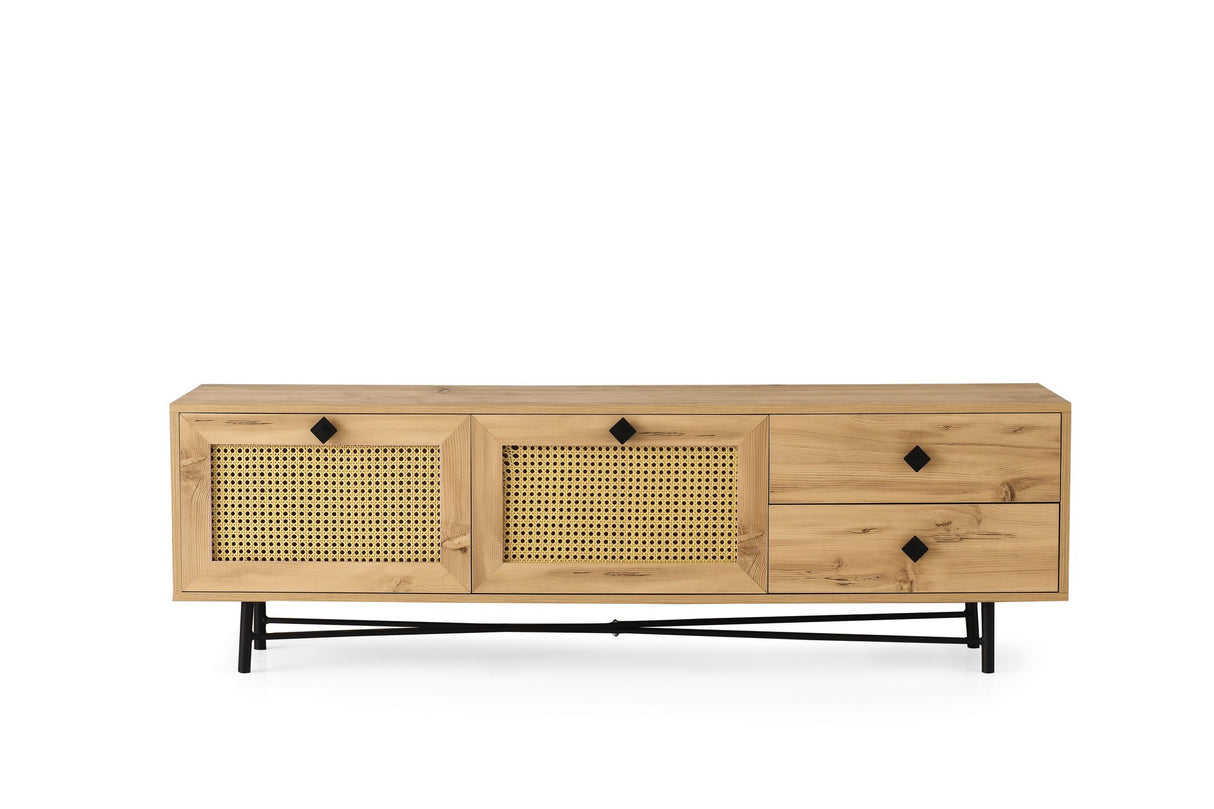 TV Furniture Hapsiyyas Oak Black Melamine 180x60x40 cm