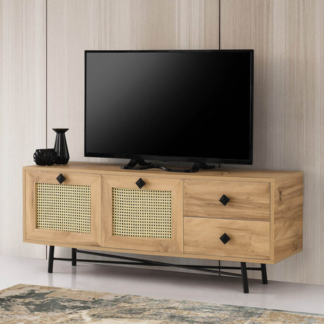 TV Furniture Hapsiyyas Oak Black Melamine 140x60x40 cm