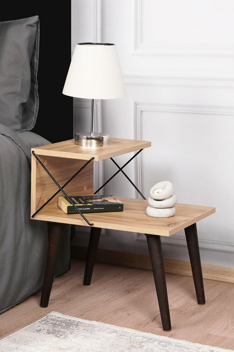 Bedside table cross oak melamine 50x55x40 cm