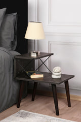 Bedside table cross dark brown melamine 50x55x40 cm