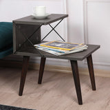 Bedside table cross dark brown melamine 50x55x40 cm