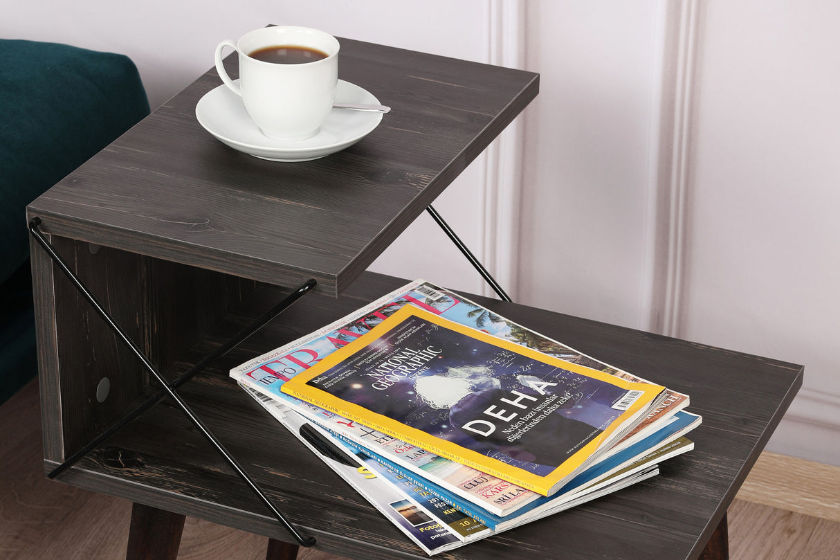 Bedside table cross dark brown melamine 50x55x40 cm