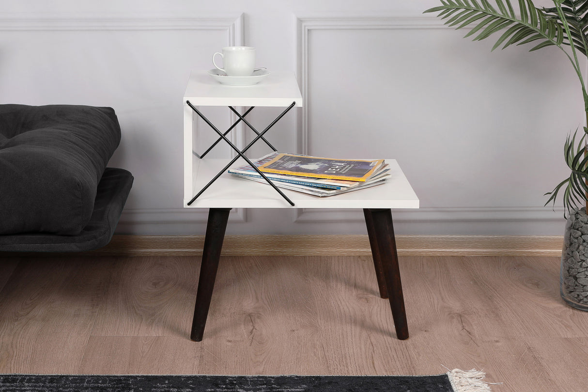 Bedside table cross white melamine 50x55x40 cm