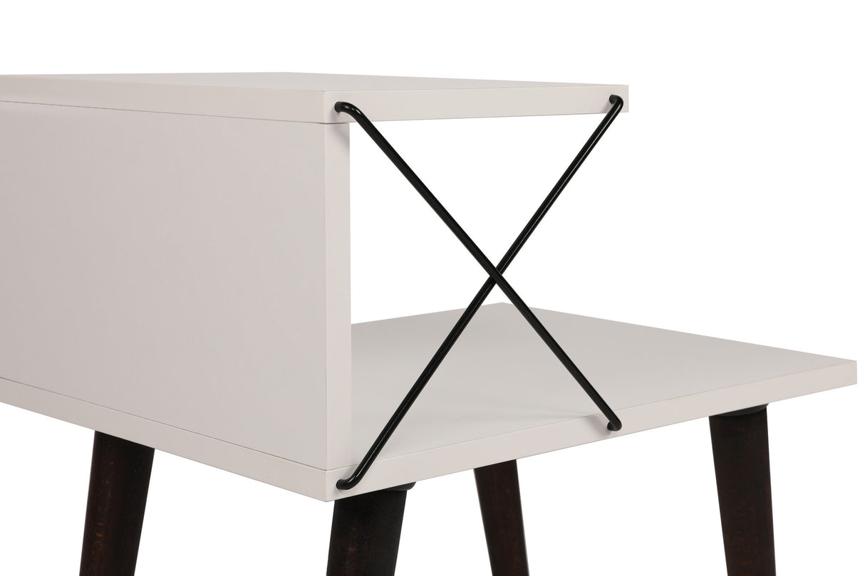 Bedside table cross white melamine 50x55x40 cm