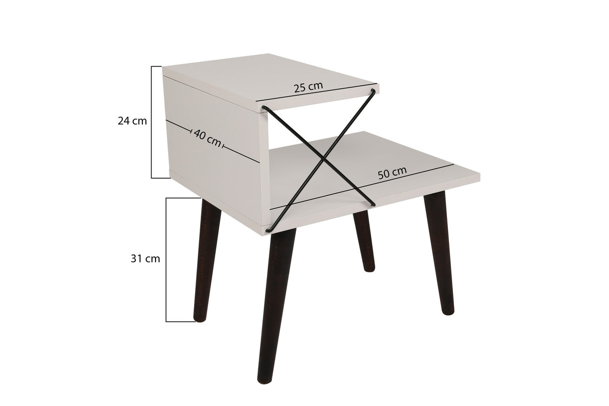 Bedside table cross white melamine 50x55x40 cm