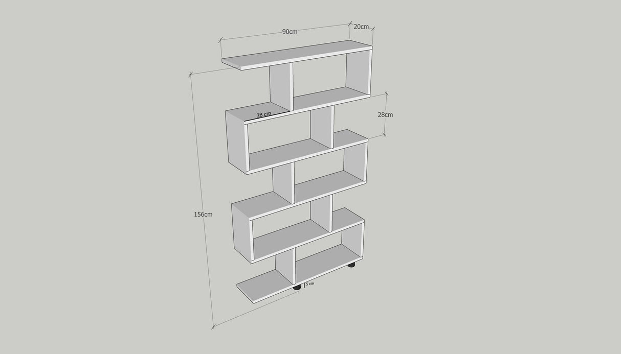 Bookcase Elif white melamine 90x156x20 cm