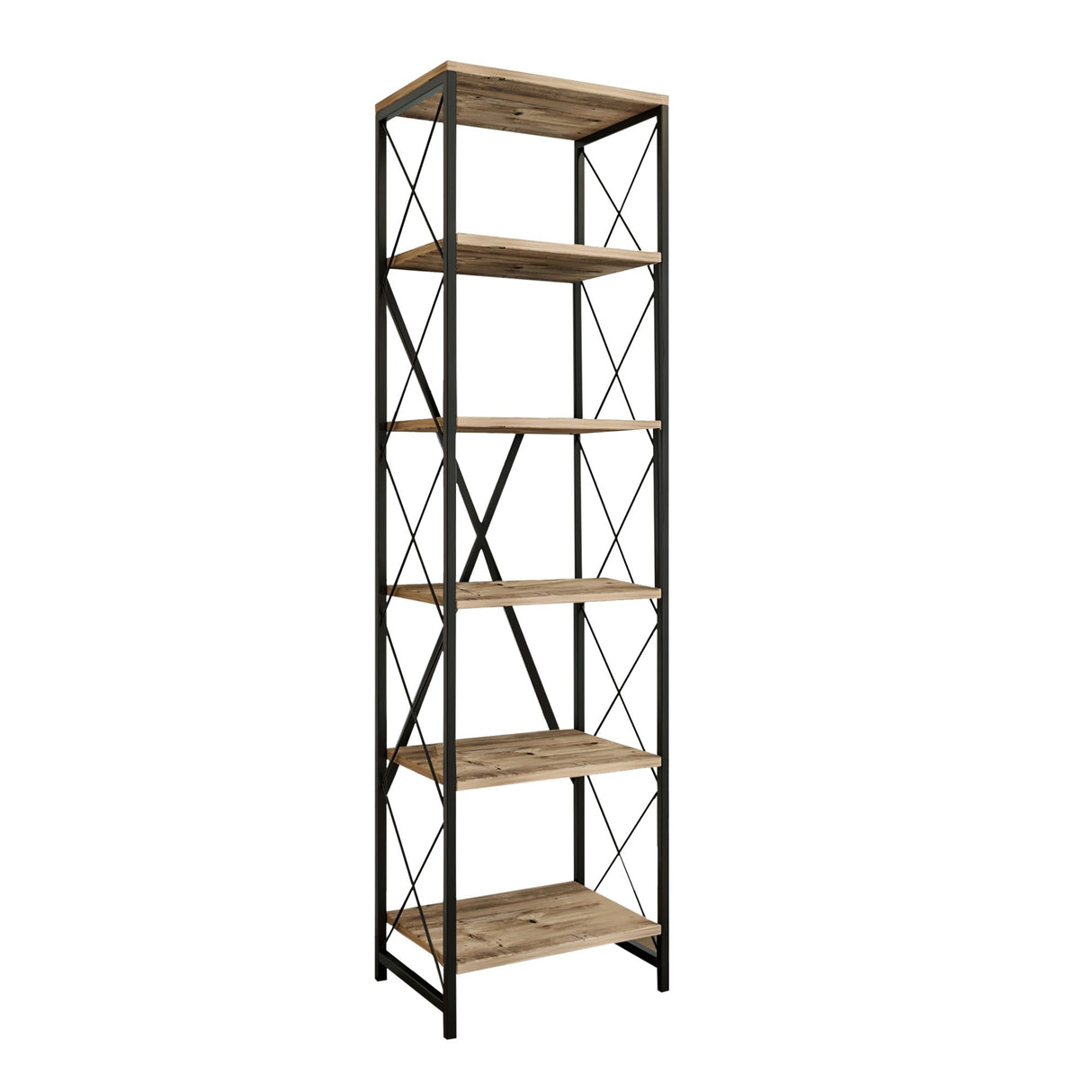 Bookcase Suadiye Atlantic Pine Black Melamine 50x180x30 cm