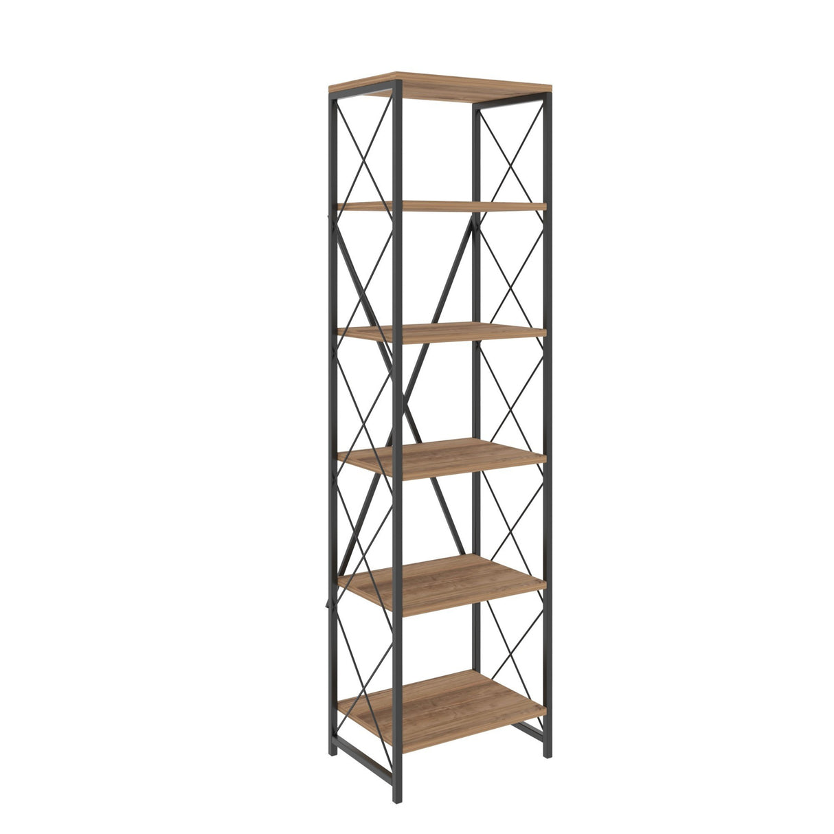 Bookcase Suadiye Atlantic Pine Black Melamine 50x180x30 cm