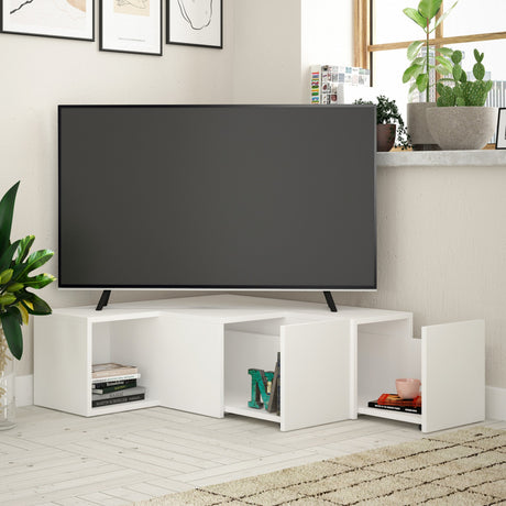 TV furniture Compact White Melamine 90x32x92 cm