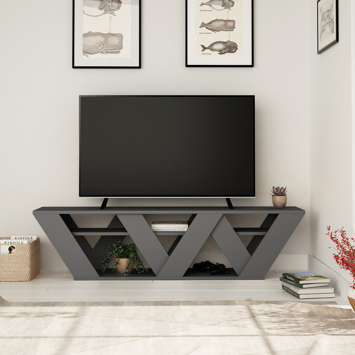 TV Furniture Ralla Anthracite Melamine 158x40x30 cm