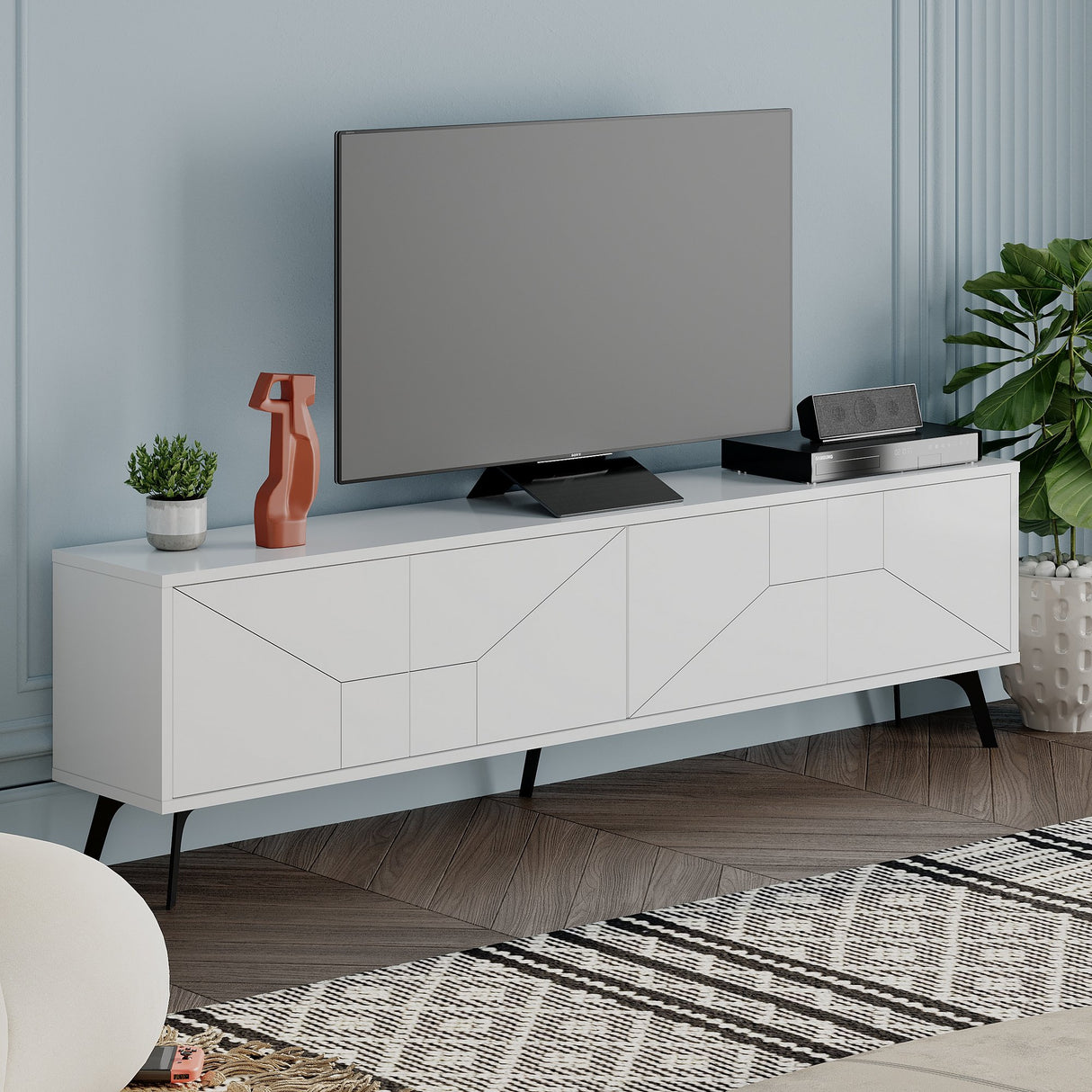 TV Furniture Dune Wit Melamine 180x50x29.6 cm